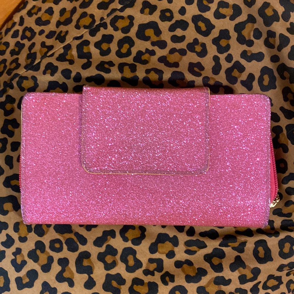 Hot pink glitter wallet